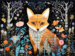 Fox in the Firmament by Ray Powers Ceramic Tile Mural OB-RPA1170