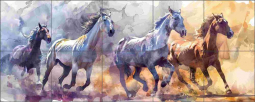 Wild Steeds by Ray Powers Ceramic Tile Mural OB-RPA2494