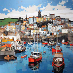 Red Boat Bay by Ray Powers Ceramic Accent & Decor Tile OB-RPA451aAT