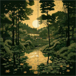 Asian Dream Garden 2 by Ray Powers Ceramic Tile Mural OB-RPA490
