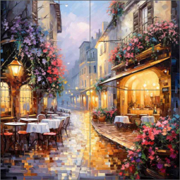 French Bistro Paris by Ray Powers Ceramic Tile Mural OB-RPA505
