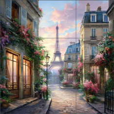 Eiffel Spring Paris by Ray Powers Ceramic Tile Mural OB-RPA509