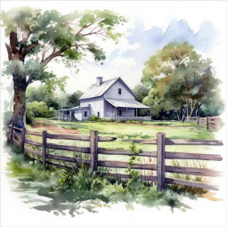 English Barn House by Ray Powers Ceramic Accent & Decor Tile OB-RPA546bAT