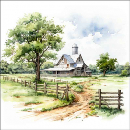 Country Barn and Silo by Ray Powers Ceramic Accent & Decor Tile OB-RPA547AT