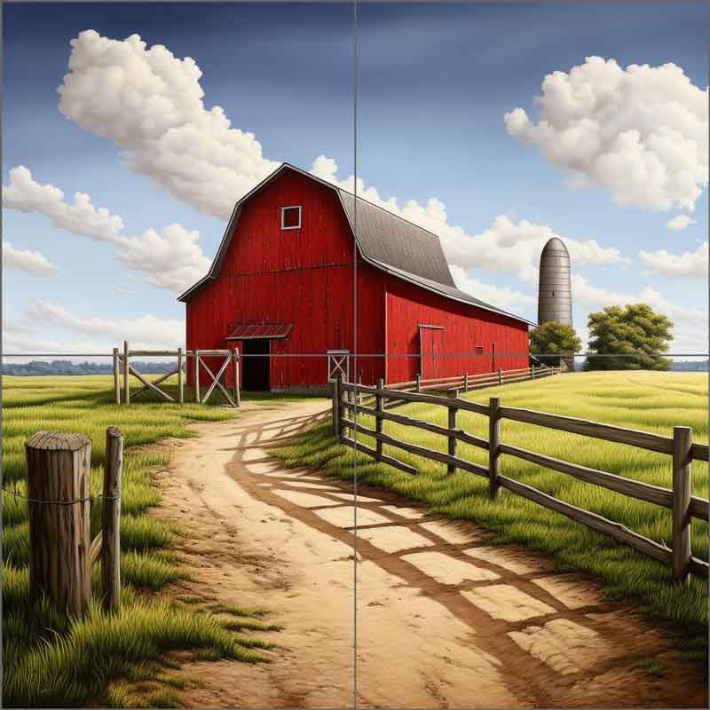 Lancaster Red Barn by Ray Powers Ceramic Tile Mural OB-RPA561