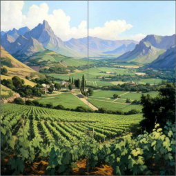 Grapes in the Valley Italy by Ray Powers Ceramic Tile Mural OB-RPA576a
