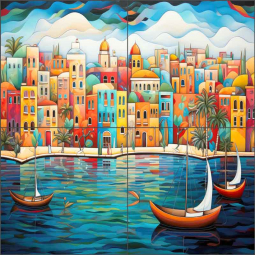 Harlequin Boardwalk by Ray Powers Ceramic Tile Mural OB-RPA629a