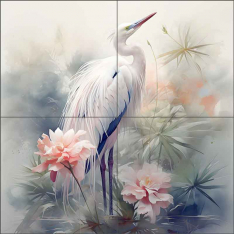 Elegant Plumage 1 by Steve Hunziker Ceramic Tile Mural OB-SH1350