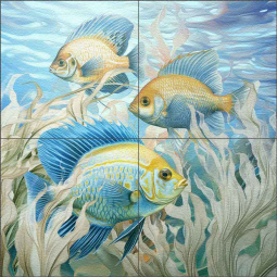 Seaweed Swimmers 2 by Steve Hunziker Glass Wall & Floor Tile Mural OB-SH1392