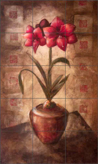 Tall Amarylis Flower by Wilder Rich Ceramic Tile Mural OB-WR698