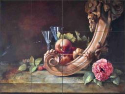Carving & Peaches by Wilder Rich Ceramic Tile Mural OB-WR756