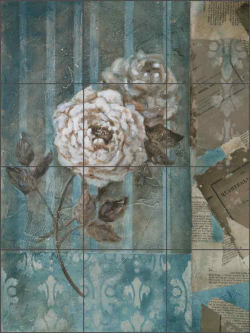 Blue Rose I by Wilder Rich Ceramic Tile Mural OB-WR781a