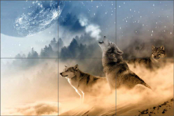 Howling Wolves by PDP Art Ceramic Tile Mural PDP004