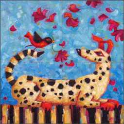 Diversions in Blue by Cindy Revell Glass Tile Mural POV-CR019
