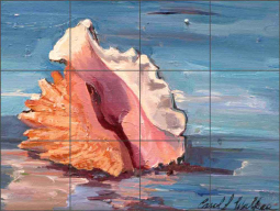 King Conch by Carol Walker Ceramic Tile Mural POV-CWA014