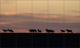 Wild Horses Run at Sunrise by Carol J Walker Ceramic Tile Mural POV-CJW006