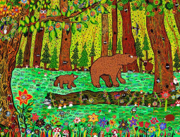 Bears in the Forest by George Nebron Ceramic Accent & Decor Tile POV-GNA002AT