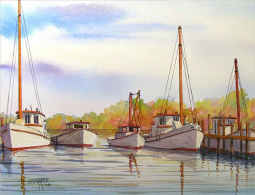 Autumn Harbor by Hugh Harris Ceramic Accent & Decor Tile POV-HHA004AT