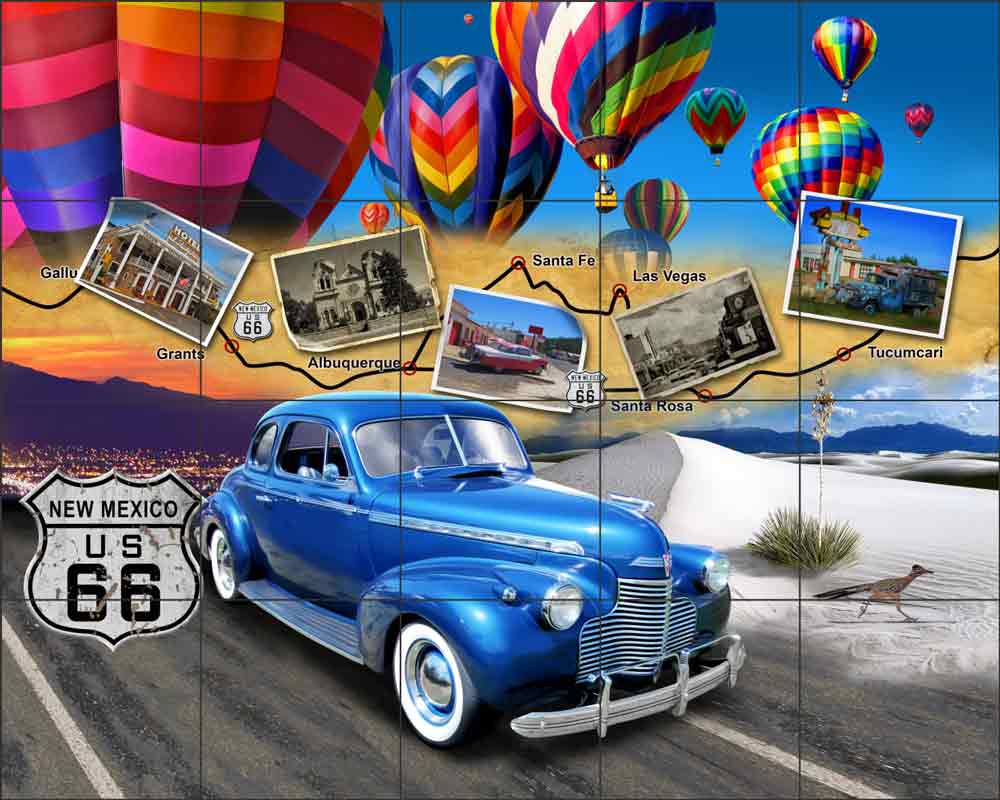 New Mexico Route 66 by Jim Todd Ceramic Tile Mural POV-JTA004