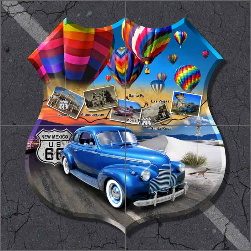 New Mexico Route 66 - Shield by Jim Todd Ceramic Tile Mural POV-JTA009