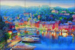 Portofino, Italy by Mayumi Ohno Ceramic Tile Mural POV-MO006