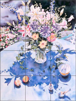 Summer Dahlia II by William C Wright Ceramic Tile Mural POV-WWA009