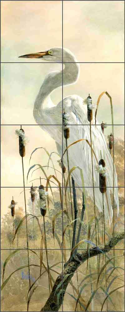 Tranquil Partners - White by Robert Binks Ceramic Tile Mural REB025