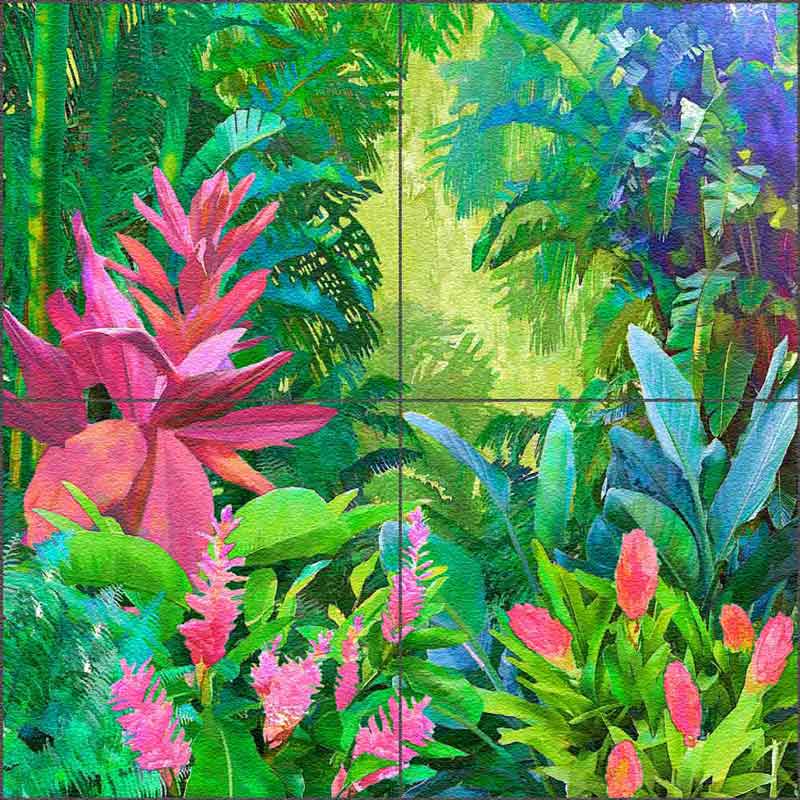 Tropical Fantasy by Raenette Franklin Glass Tile Mural RFA018