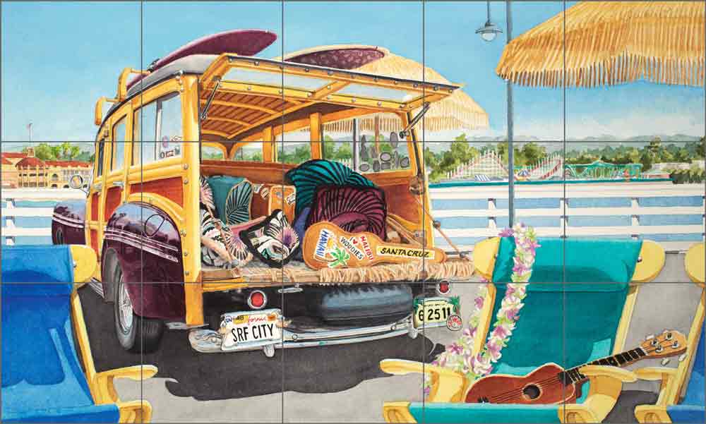 Surfer Girl by Evelyn Jenkins Drew Ceramic Tile Mural RW-EJD004