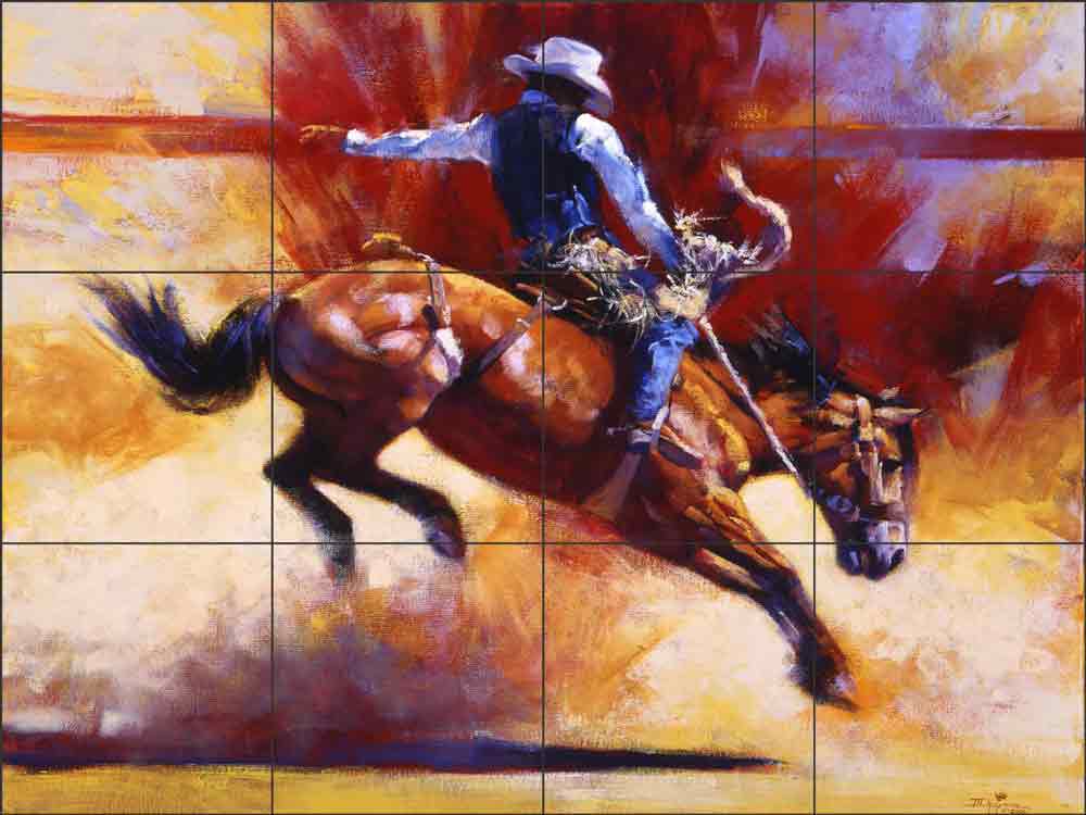 Yeehaw! by Julie T Chapman Ceramic Tile Mural RW-JTC011