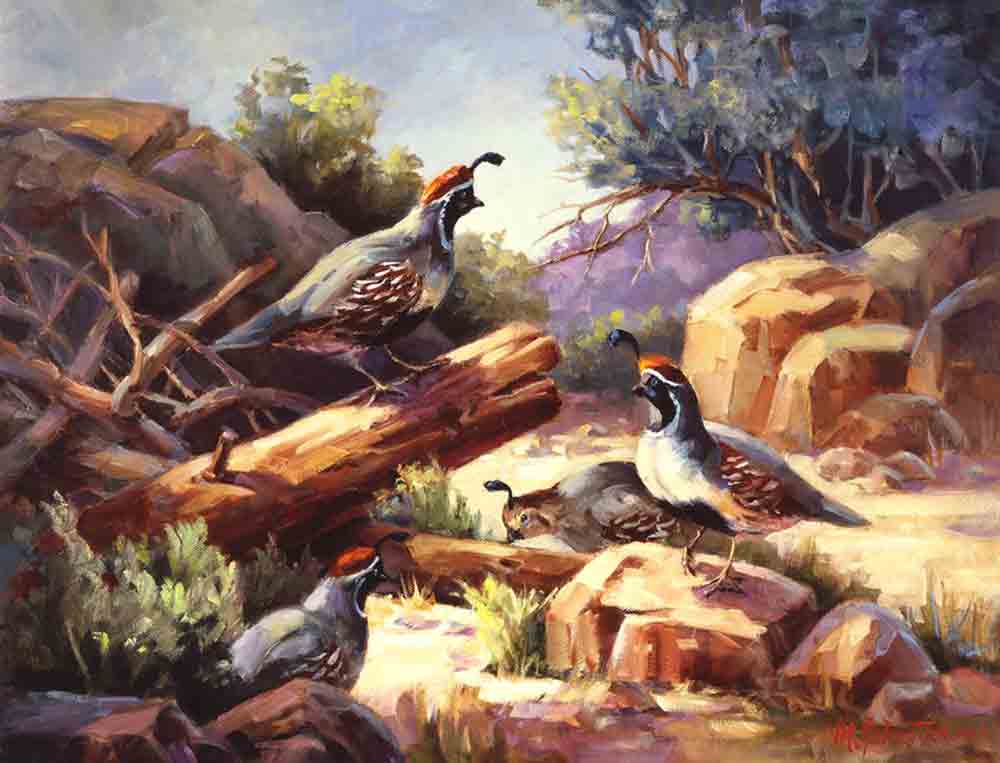 Desert Mountain Quail by Maxine Johnston Ceramic Accent & Decor Tile RW-MJA005AT