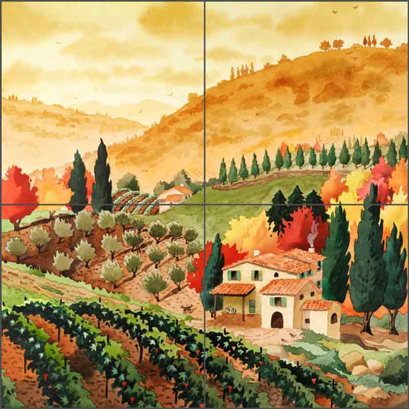 Tuscan Farmhouse by Robin Wethe Altman Ceramic Tile Mural RWA015