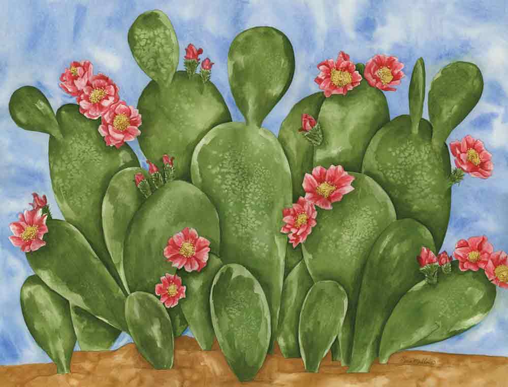 Beavertail Cacti by Sara Mullen Ceramic Accent & Decor Tile - SM064AT