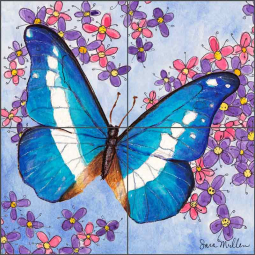 Butterfly Gathering II by Sara Mullen Ceramic Tile Mural SM124