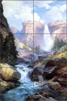 Waterfall in Yosemite by Thomas Moran Ceramic Tile Mural TM009
