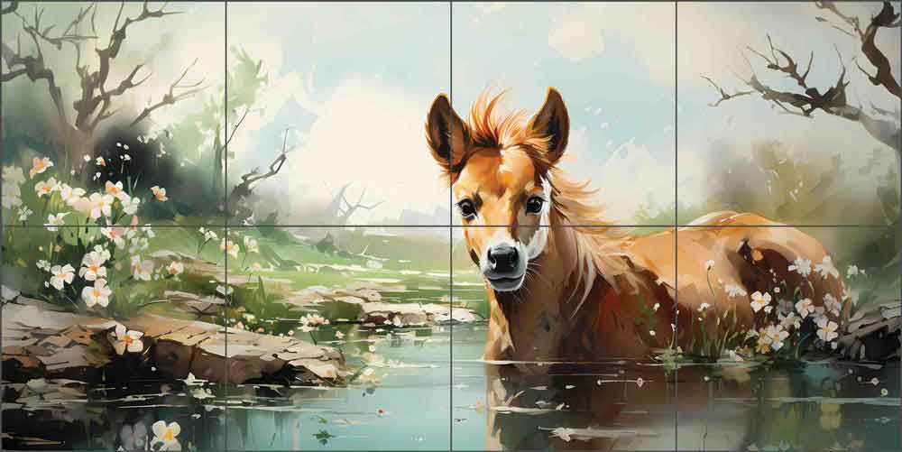 Takin' a Bath by Whimsical Designs Ceramic Tile Mural WDW008