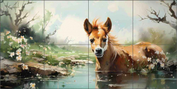 Takin' a Bath by Whimsical Designs Ceramic Tile Mural WDW008