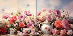 Tea Party 6 by WDW Art Ceramic Tile Mural WDW016