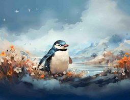 Baby Penguin 5 by WDW Designs Ceramic Accent & Decor Tile WDW135AT