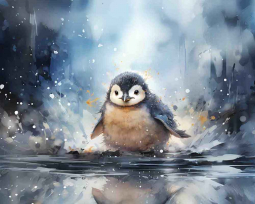 Baby Penguins 7 by WDW Designs Ceramic Accent & Decor Tile WDW137AT