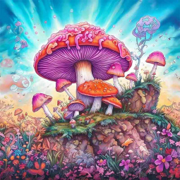 Fantastic Magic Mushrooms 4 by Whimsical Designs Ceramic Accent & Decor Tile WDW189AT