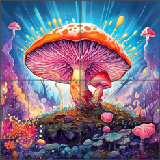 Fantastic Magic Mushrooms 5 by WDW Designs Ceramic Tile Mural WDW190