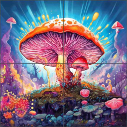 Fantastic Magic Mushrooms 5 by WDW Designs Ceramic Tile Mural WDW190