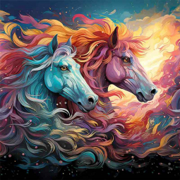 Colorful Horses 0096-1 by WDW Designs Ceramic Accent & Decor Tile WDW191AT