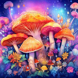 Fantastic Magic Mushrooms 10 by WDW Designs Ceramic Accent & Decor Tile WDW200-10AT