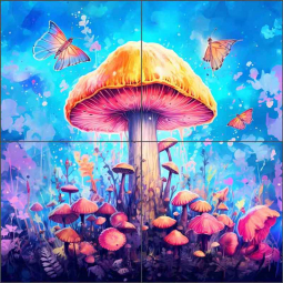 Fantastic Magic Mushrooms 1 by WDW Designs Ceramic Tile Mural WDW200-1