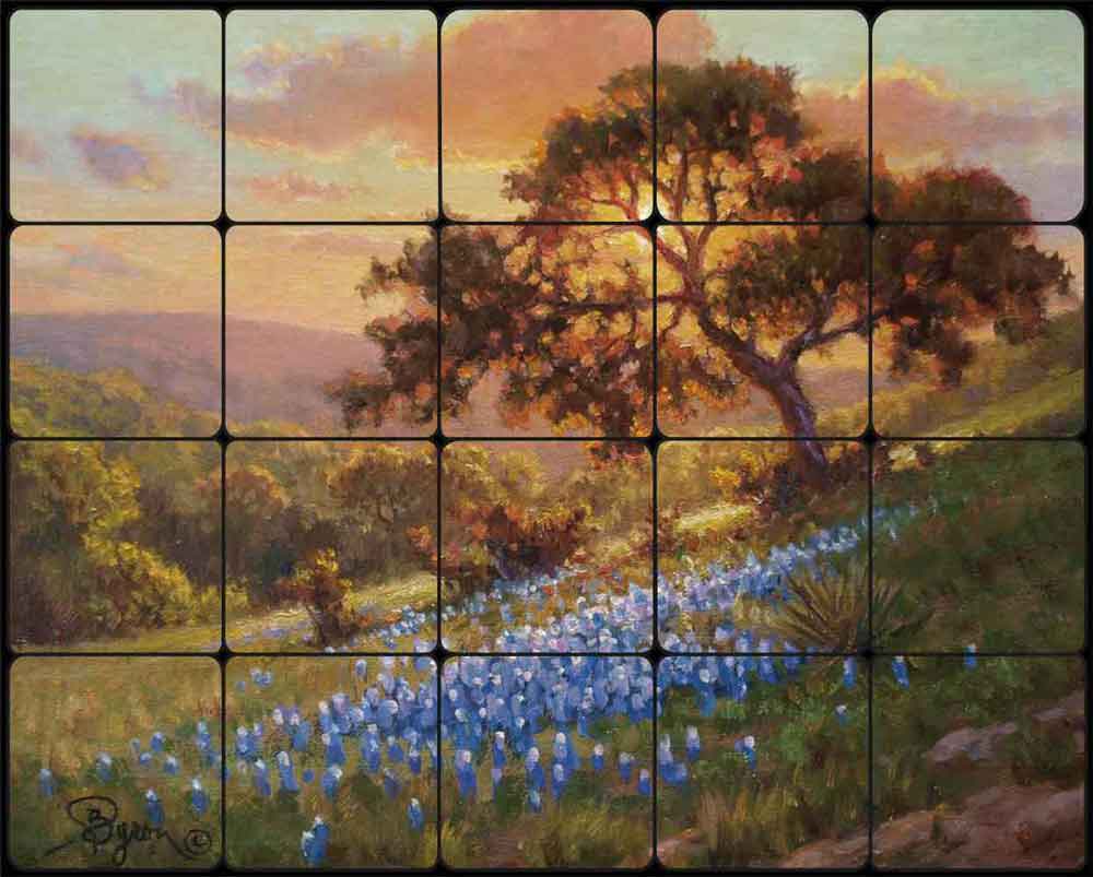 A Glowing Sunset by William Hagerman Tumbled Stone Tile Mural WHA001