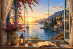 View of the Mediterranean by AOT Designs Ceramic Tile Mural AOT104