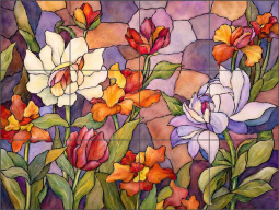 Stained Glass Garden by AOT Designs Ceramic Tile Mural AOT111