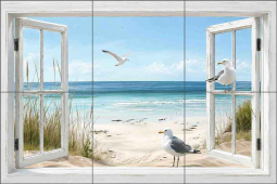 Window to the Sea by AOT Designs Ceramic Tile Mural AOT118